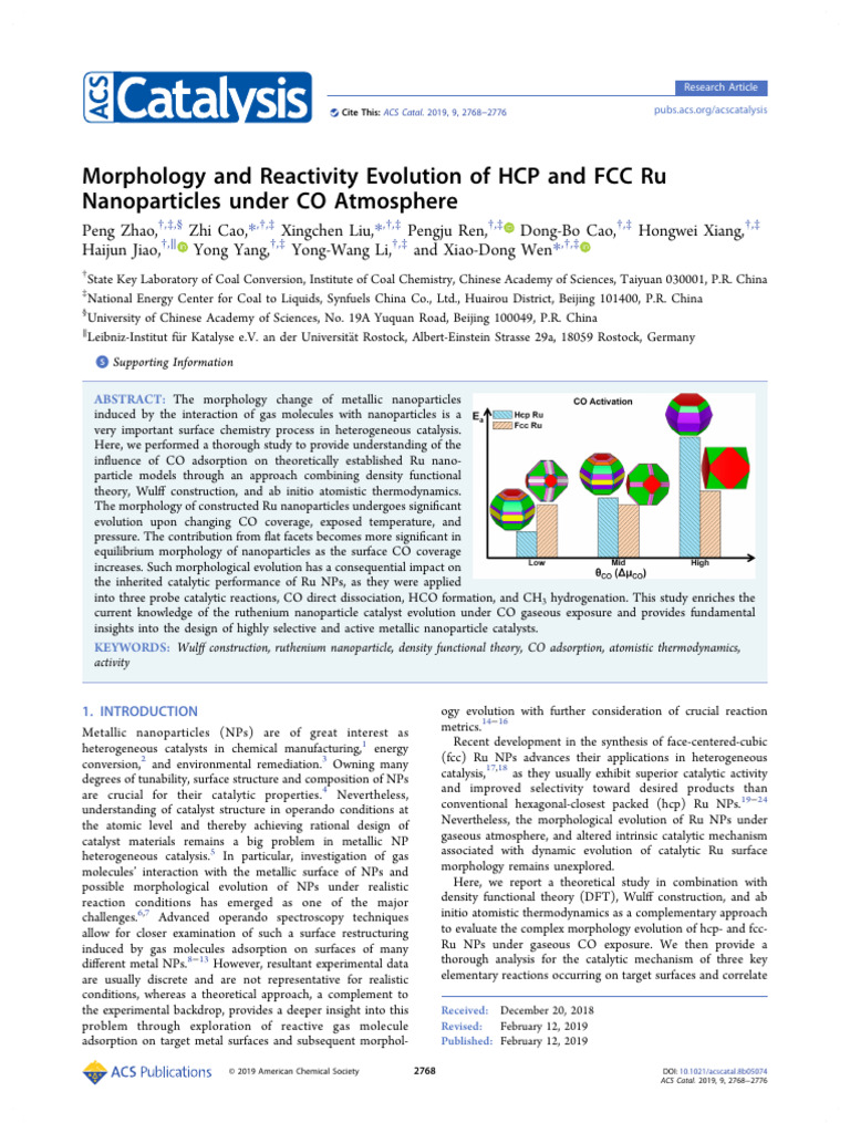 Evolution of Ru Nanoparticles in CO | PDF | Catalysis | Adsorption