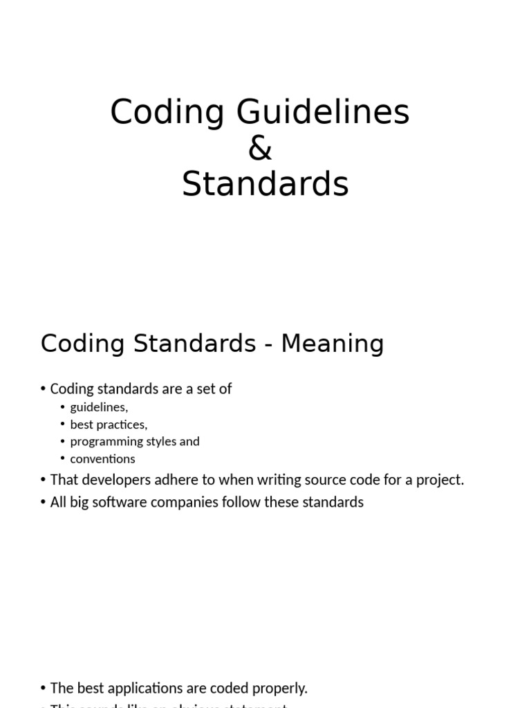 Coding Standards In Programming Coding Standards In Programming