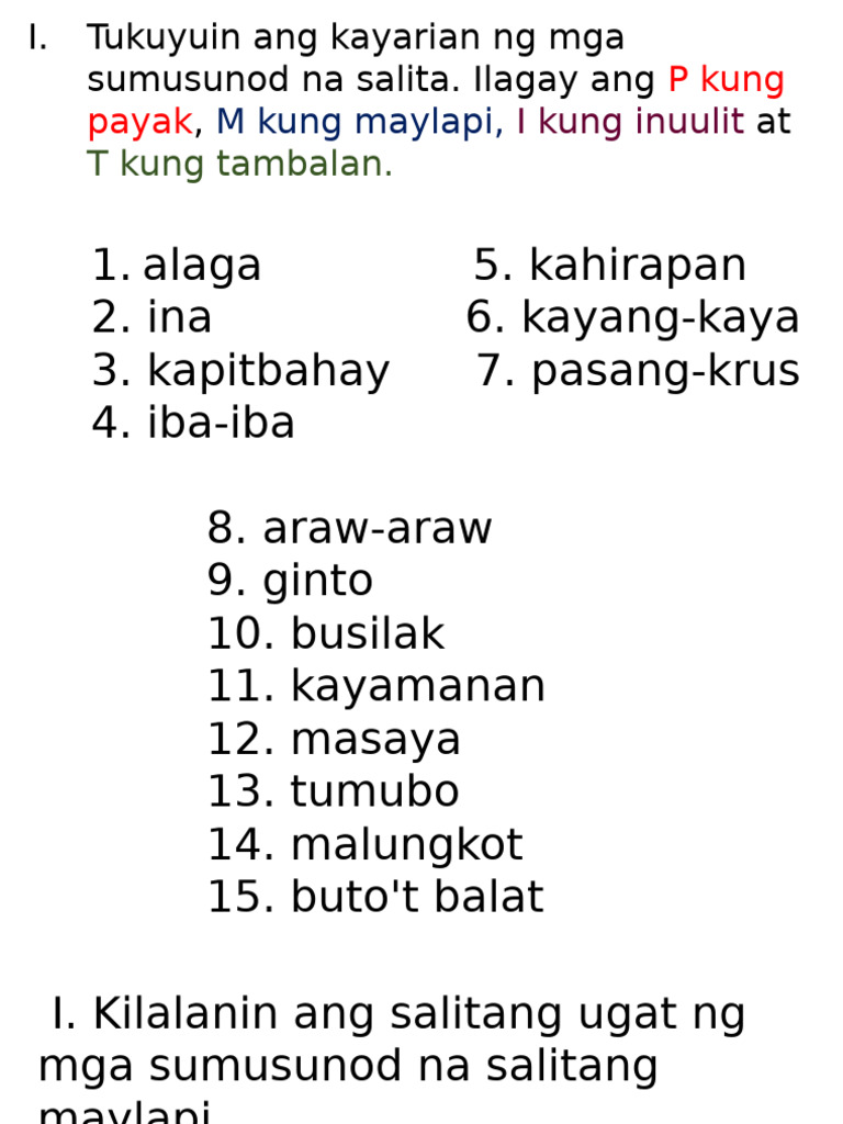 Kayarian NG Salita Quiz | PDF