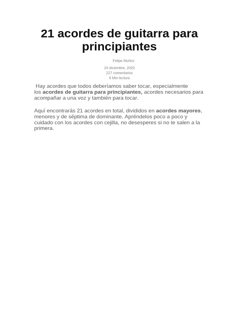 21 Acordes de Guitarra para Principiantes | PDF | Acorde (Música ...