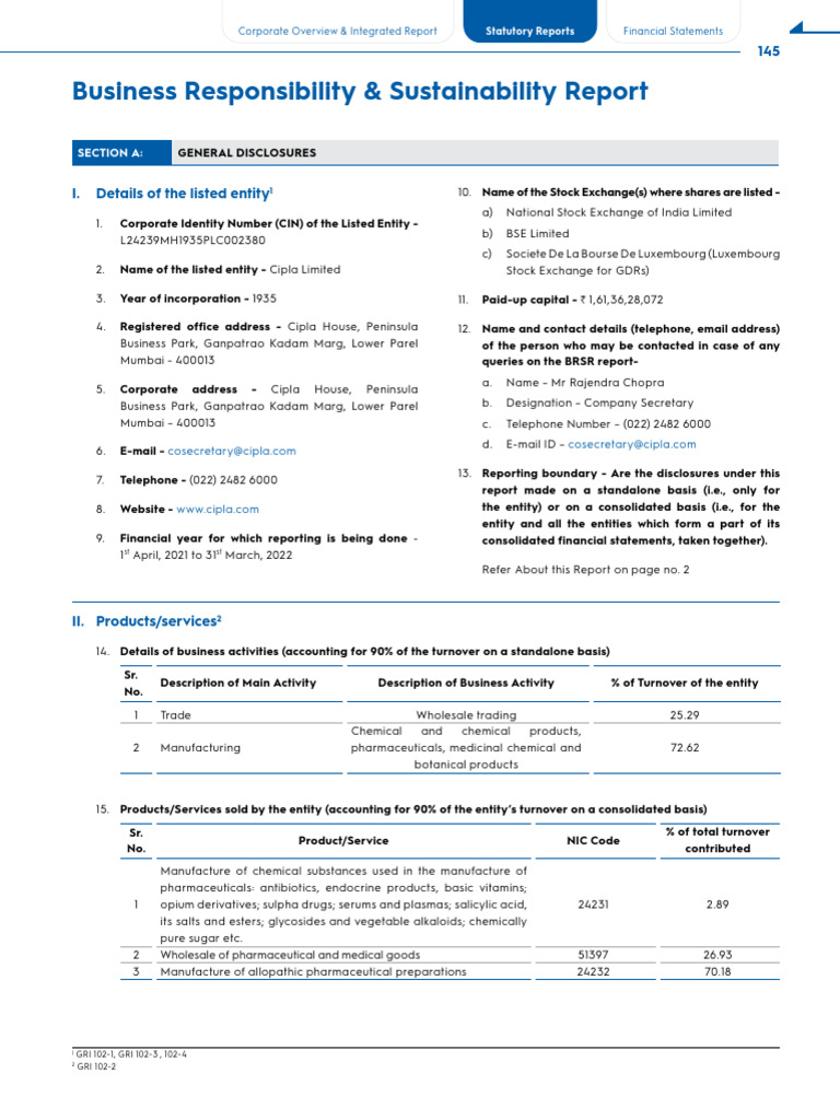 Cipla Sustainability & Responsibility Report | PDF | Waste | Recycling