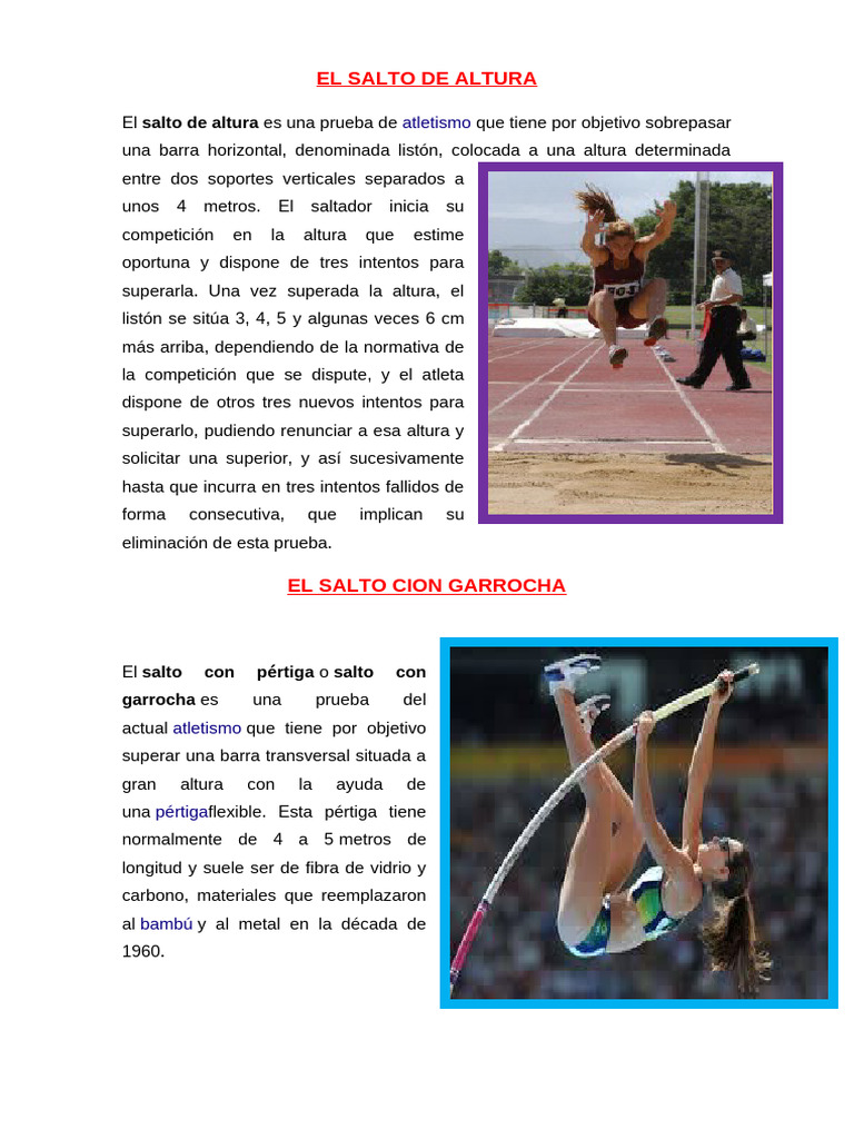 Clases de Salto | PDF | Deporte del atletismo | Deportes atléticos