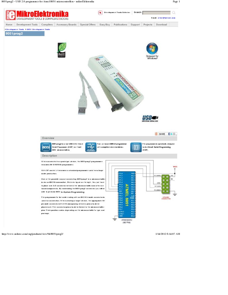8051prog2 - USB 2.0 Programmer For Atmel 8051 Micro Controllers ...