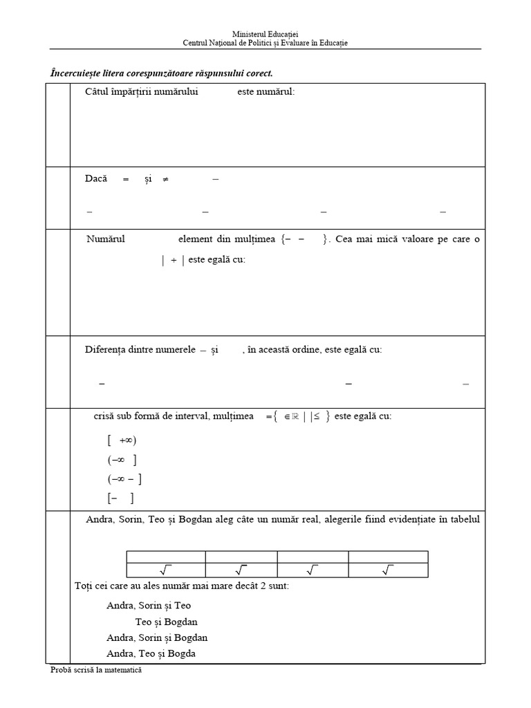 en VIII 2021 Matematica Test 07 | PDF