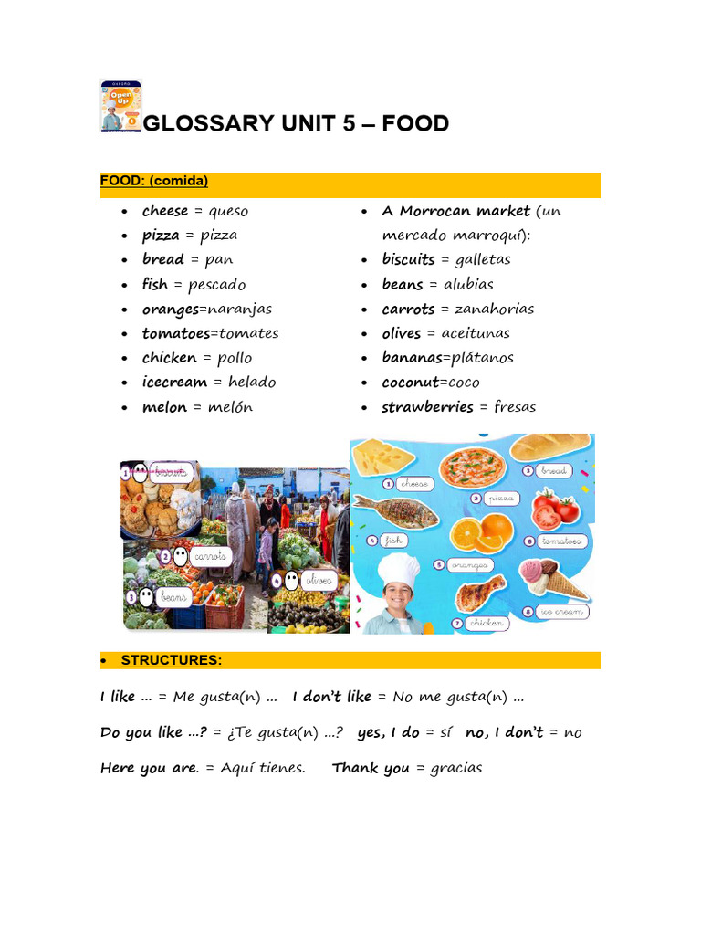Glossary English Unit 2 | PDF