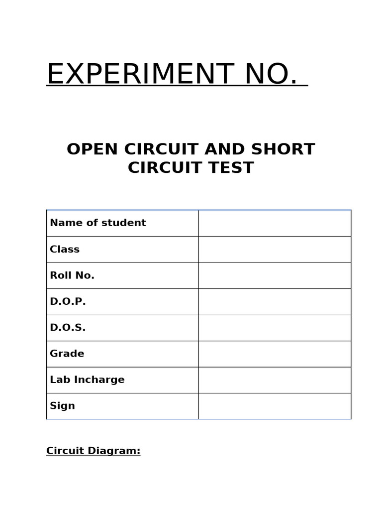 Bee Experiment 5 Open Circuit and Short Circuit Test PDF