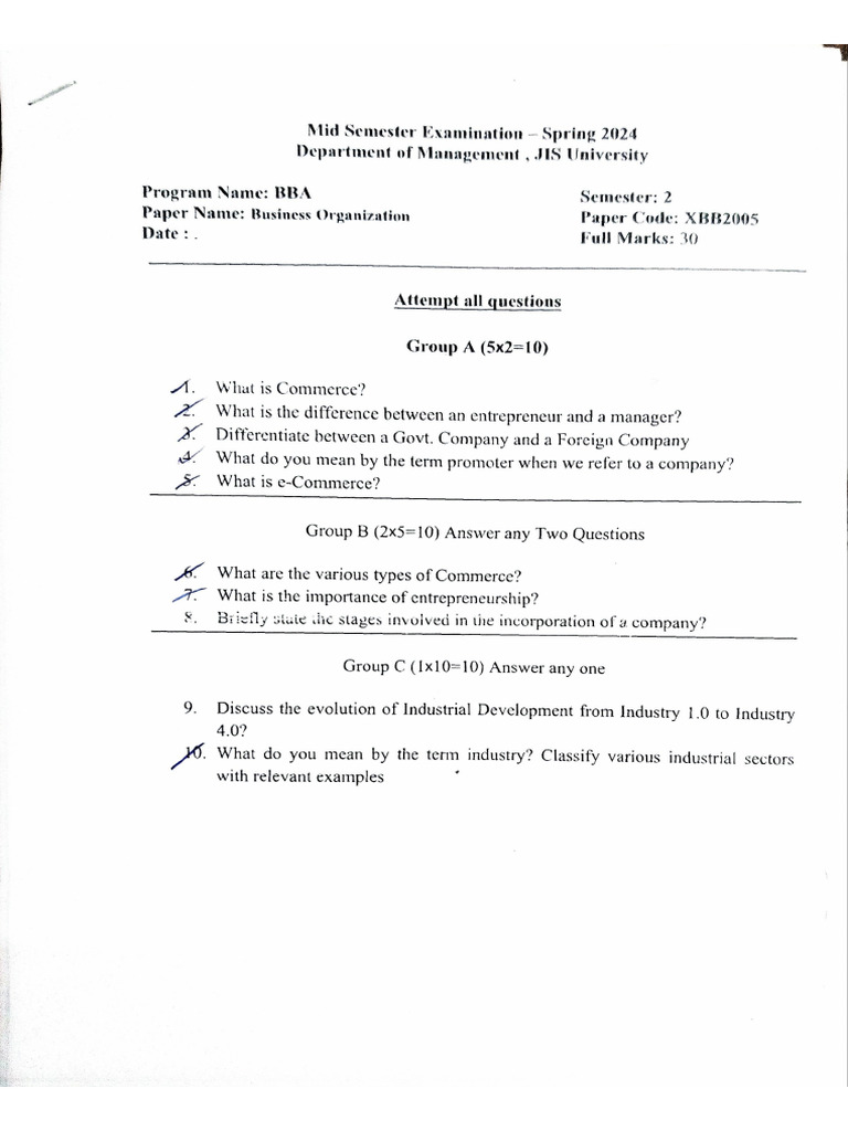 2nd MID - SEM QUESTION PAPERS | PDF