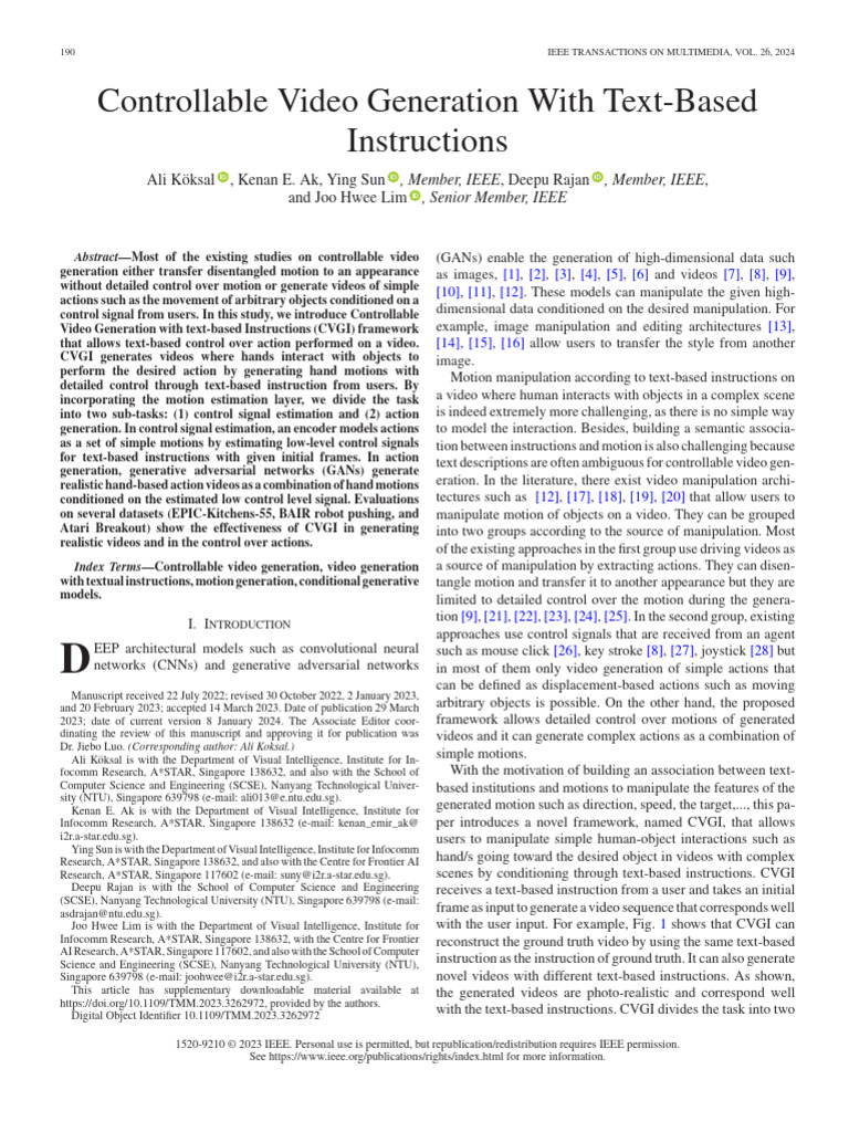 Controllable Video Generation With Text-Based Instructions | PDF ...