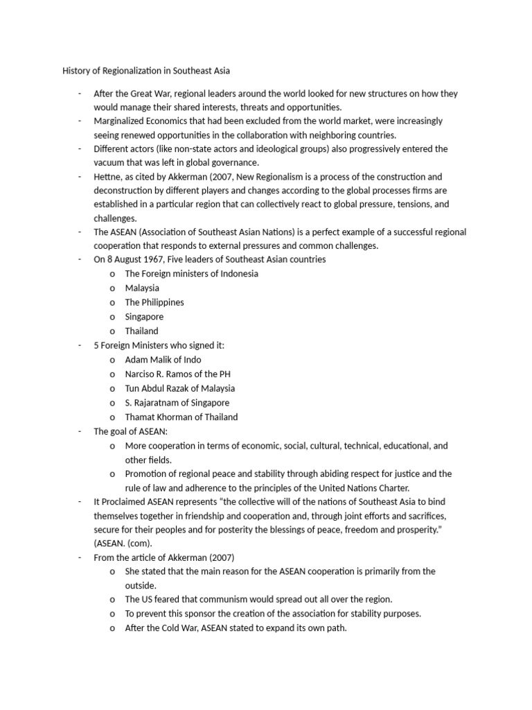 History Of Regionalization In Southeast Asia Pdf Southeast Asia