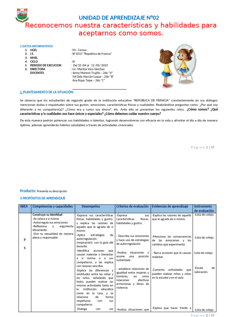 UNIDAD de Aprendizaje 1 - 2DO GRAD0 - A | PDF | Aprendizaje | Universo