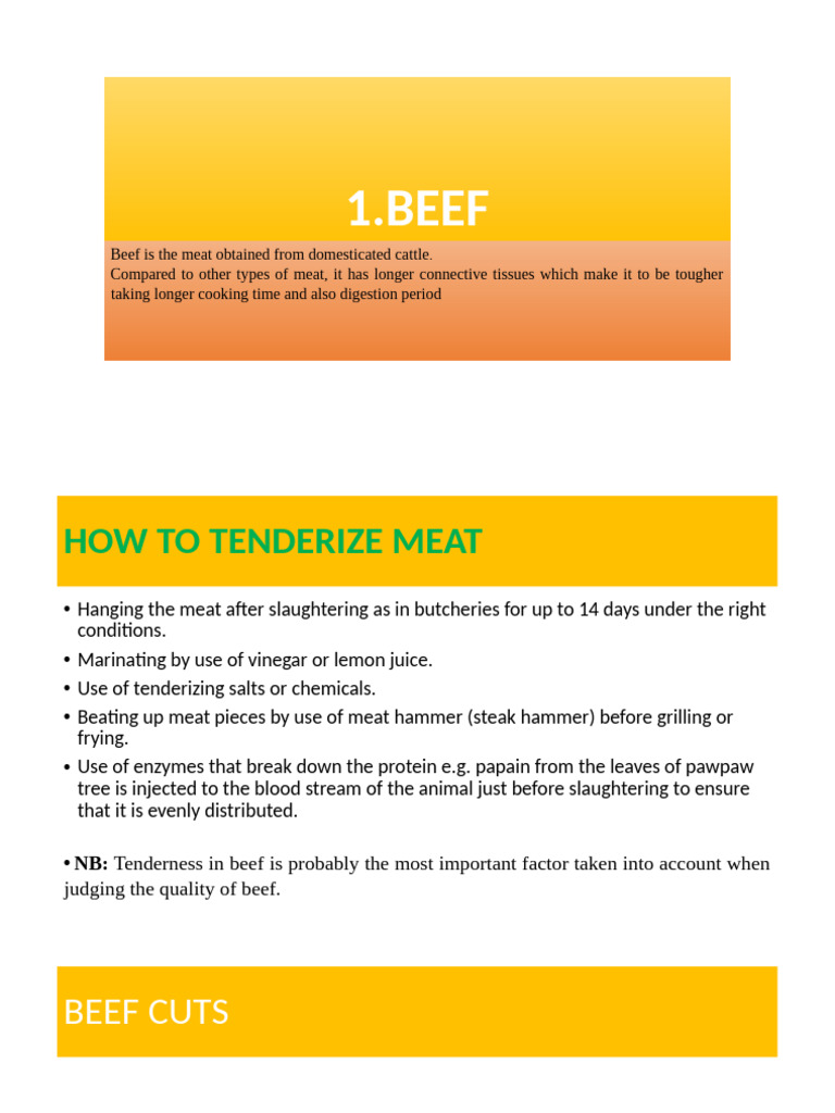 MEAT (BEEF) LESSON.3,2 PDF Beef Steak