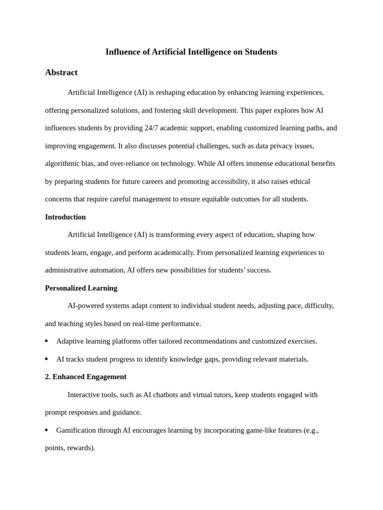 AI's Impact on Student Learning Experience | PDF | Artificial ...