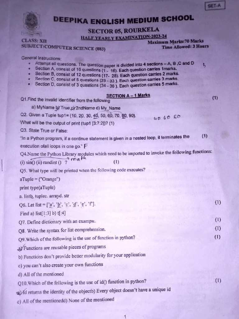 Class 12 Computer Science Exam Guide | PDF | Parameter (Computer ...