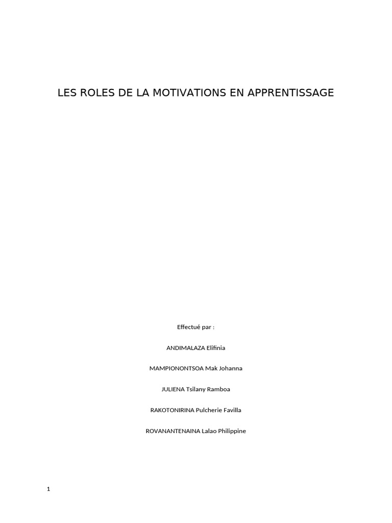 Rôle de la motivation en apprentissage | PDF | Motivant | Motivation