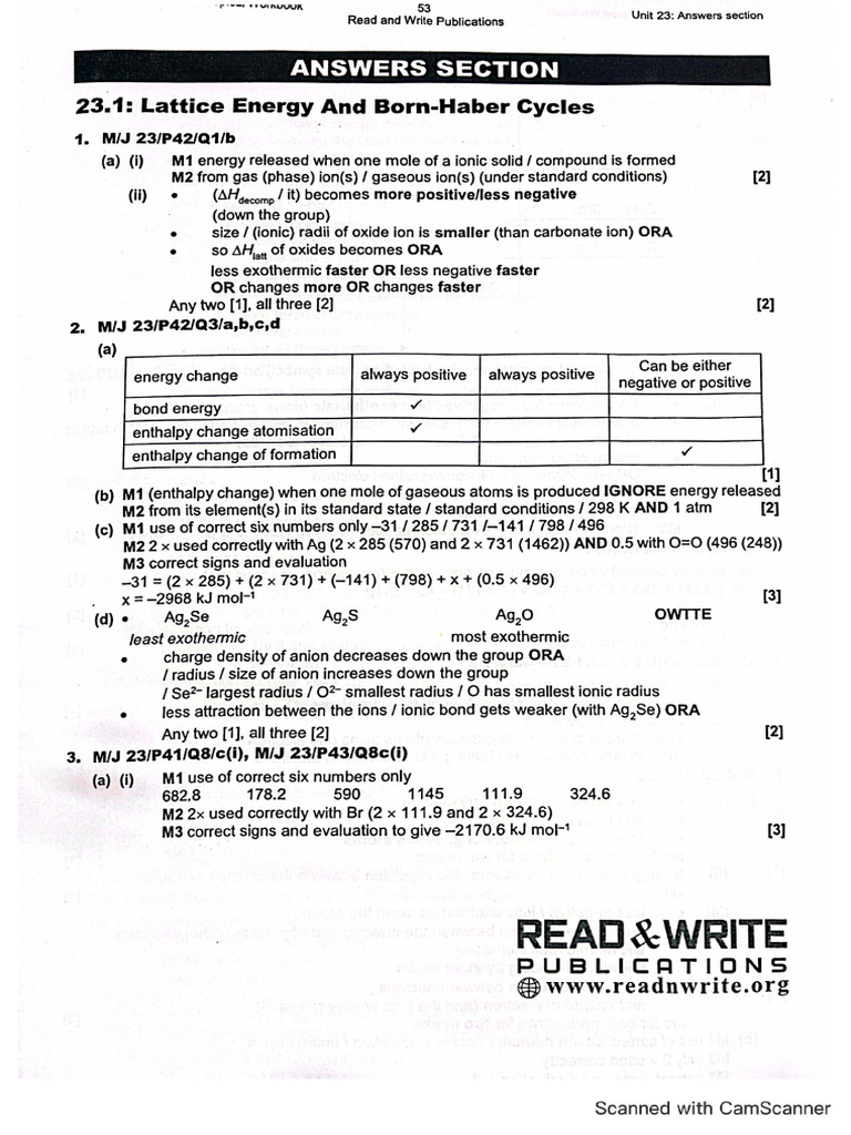 Lattice enthalpy worksheet ms | PDF