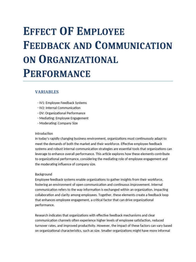 Impact of Feedback on Organizational Performance | PDF | Career & Growth