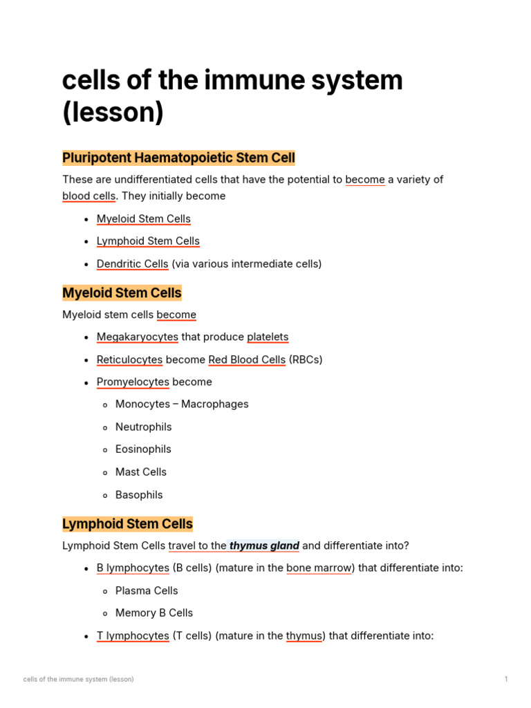 Cell of The Immune System | PDF | Cytotoxic T Cell | T Cell