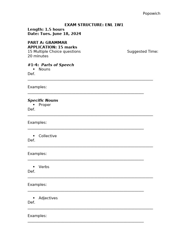 Exam Structure and Review | PDF | Semantic Units | Linguistics