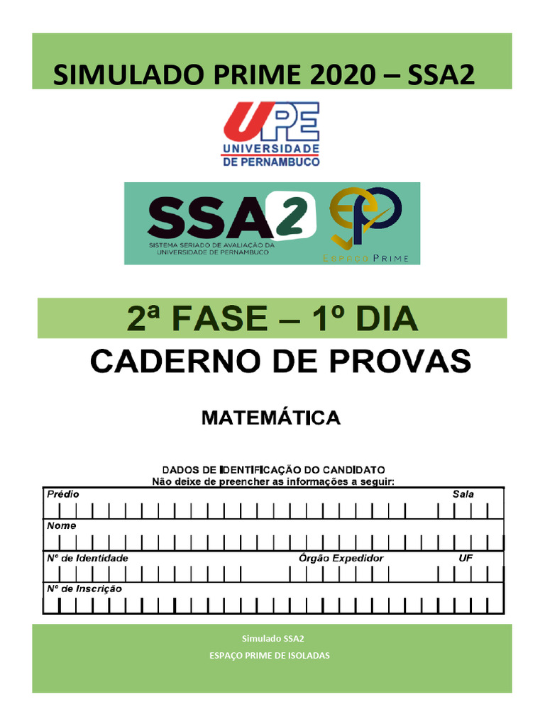 Simulado Matemática SSA2 2020 | PDF | Sangue