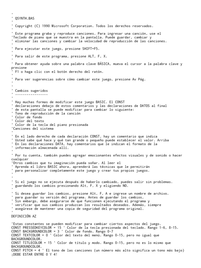 Program1 Basic2 Qbasic PROGRAME QSYNTH - BAS | PDF | Archivo de ...