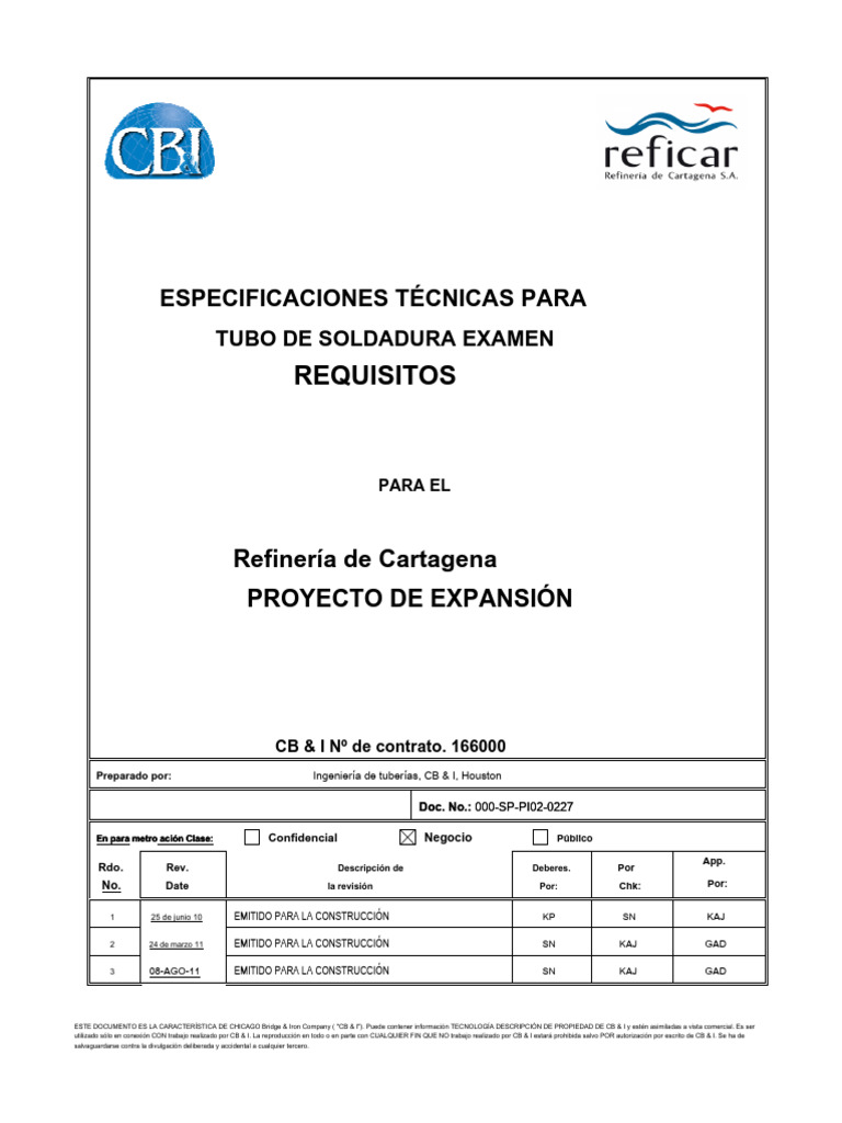 000-SP-PI02-0227 - PIPE WELD EXAM REQ - En.es | PDF | Soldadura ...