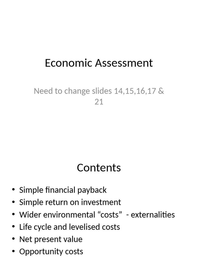 Economic Assessment of Investment Strategies | PDF | Present Value ...