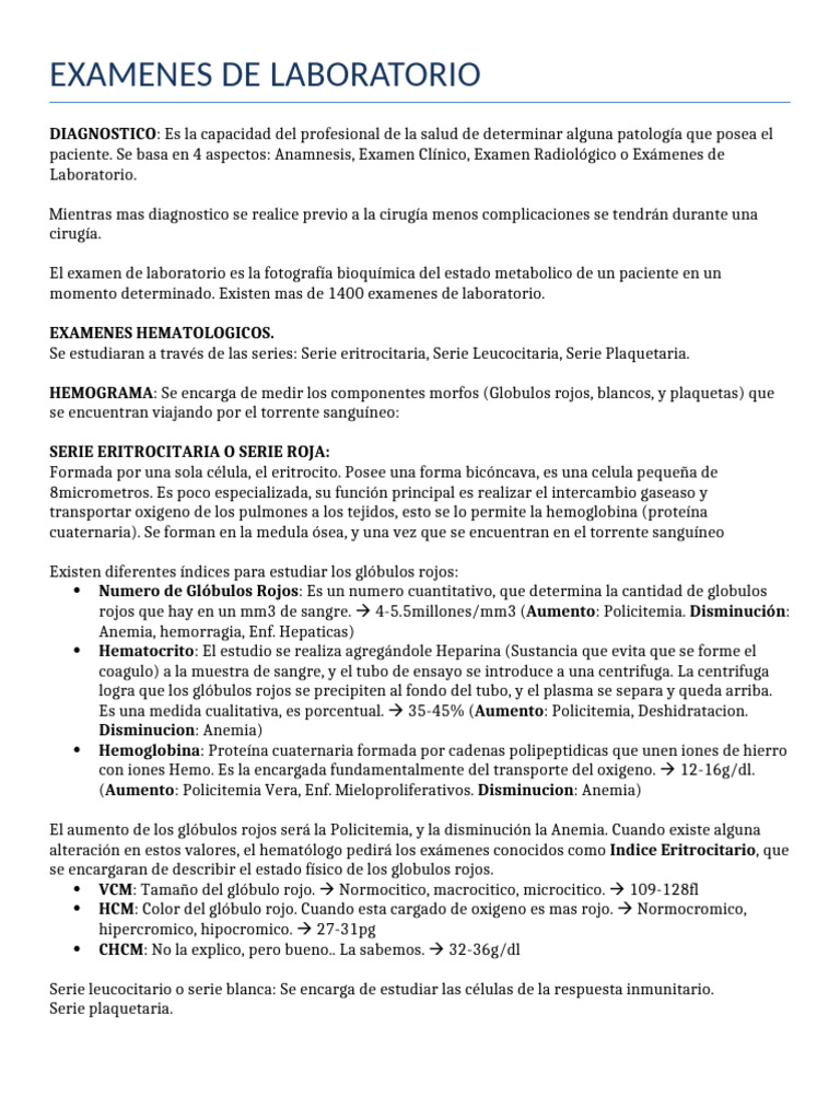 Examenes de Laboratorio | PDF | Coagulación | Sangre