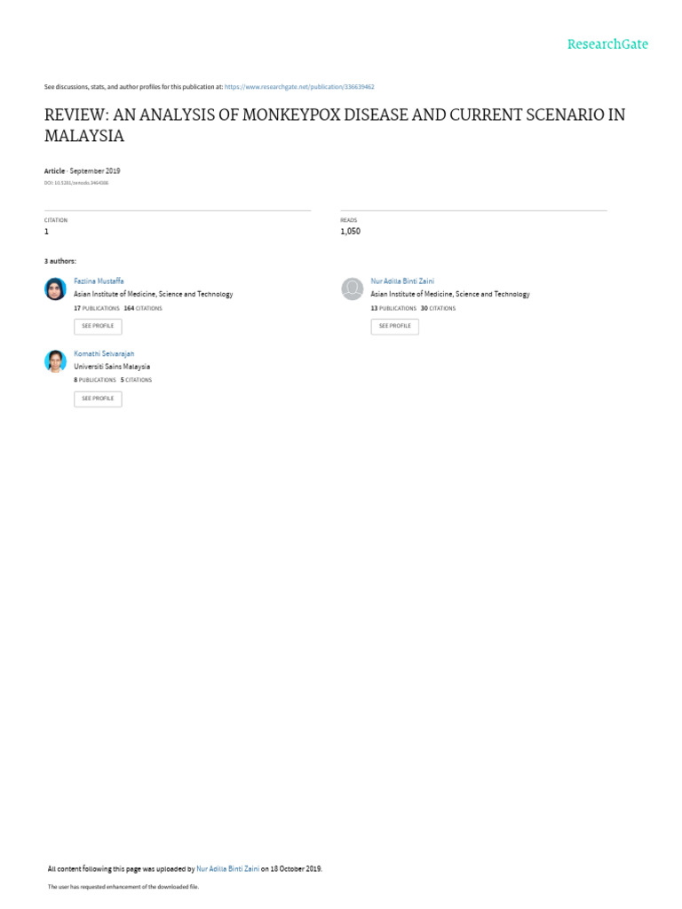 An Analysis of Monkeypox Disease and Current | PDF | Animal Diseases ...