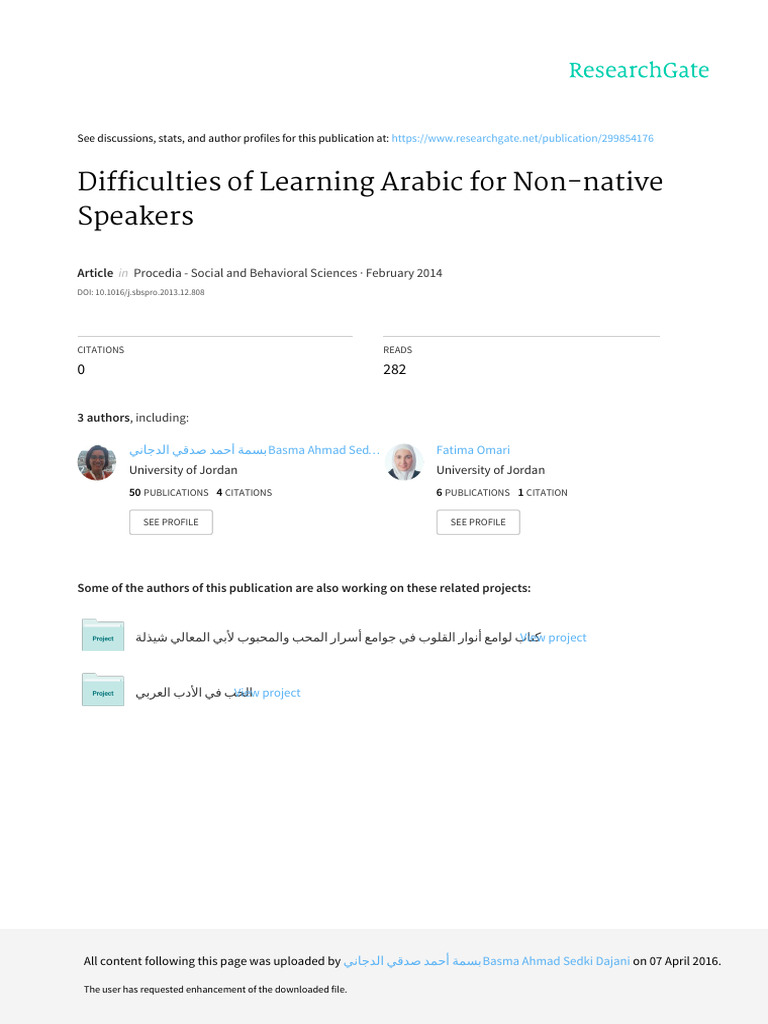 Challenges in Learning Arabic for Non-Natives | PDF | Learning | Teachers