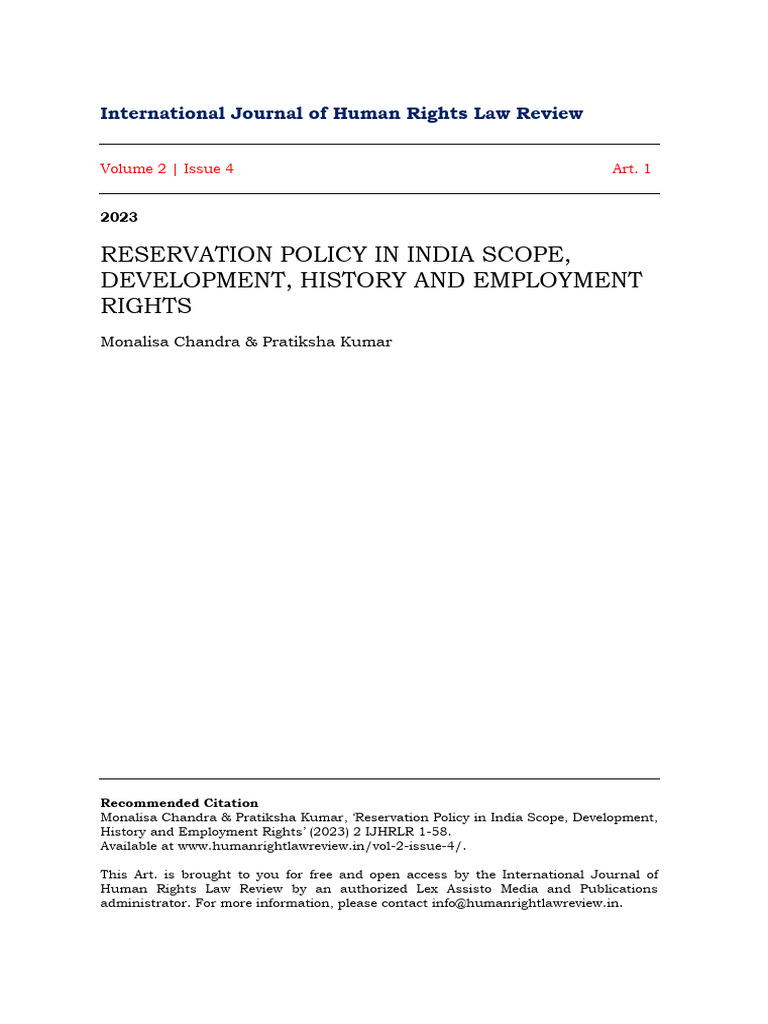 History of Reservation Policy in India | PDF | Affirmative Action | Dalit