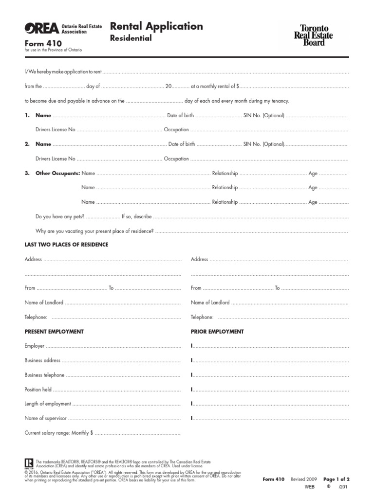 Rental Applicationeditable | PDF | Landlord | Lease