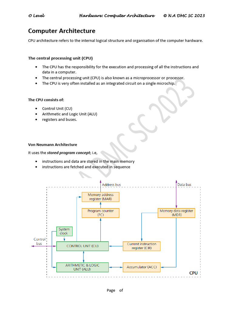 Chapter 3 Computer Architecture | PDF | Central Processing Unit ...