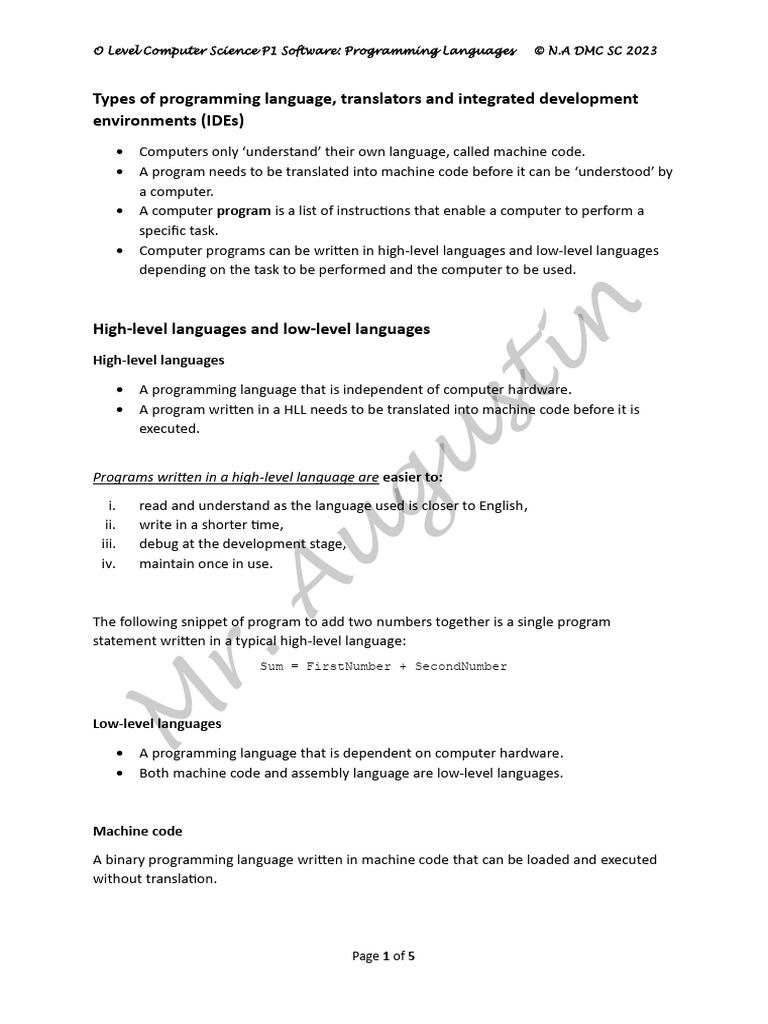 Chapter 4 Types of Programming Language Edited | PDF | Assembly ...