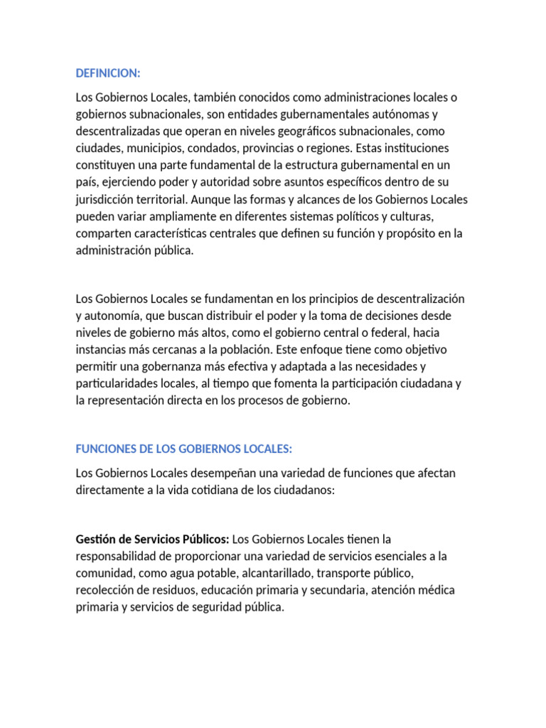 Funciones y Desafíos de Gobiernos Locales | PDF | Gobierno | Gobierno local