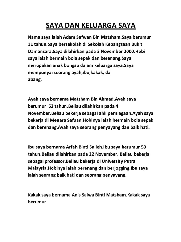 Saya Dan Keluarga Saya Pdf