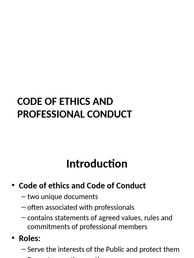 Code of Ethics and Professional Conduct | PDF