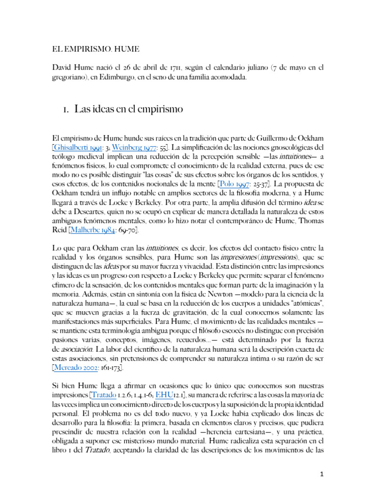 Empirismo y Representacionismo en Hume | PDF | David Hume | Empirismo