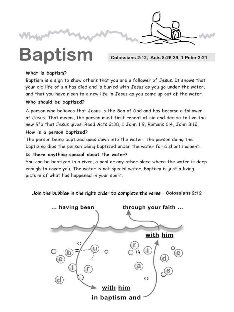 Baptism Activity Sheet PDF Baptism Jesus