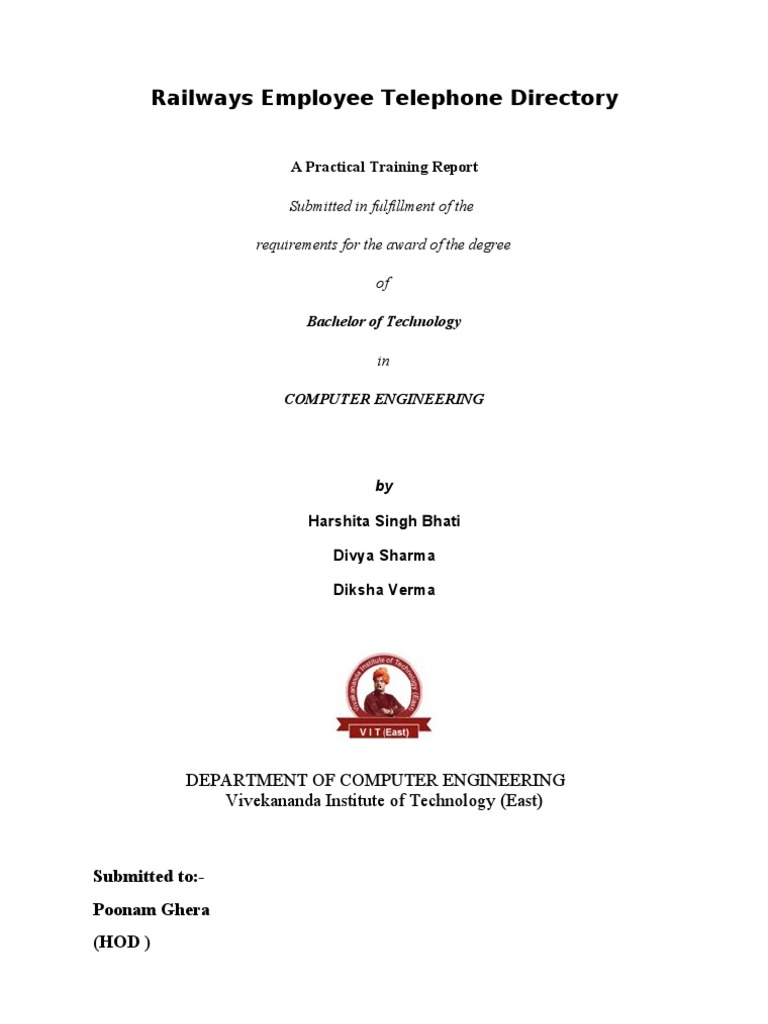 Railways Employee Directory Training Report | PDF | Feasibility Study ...