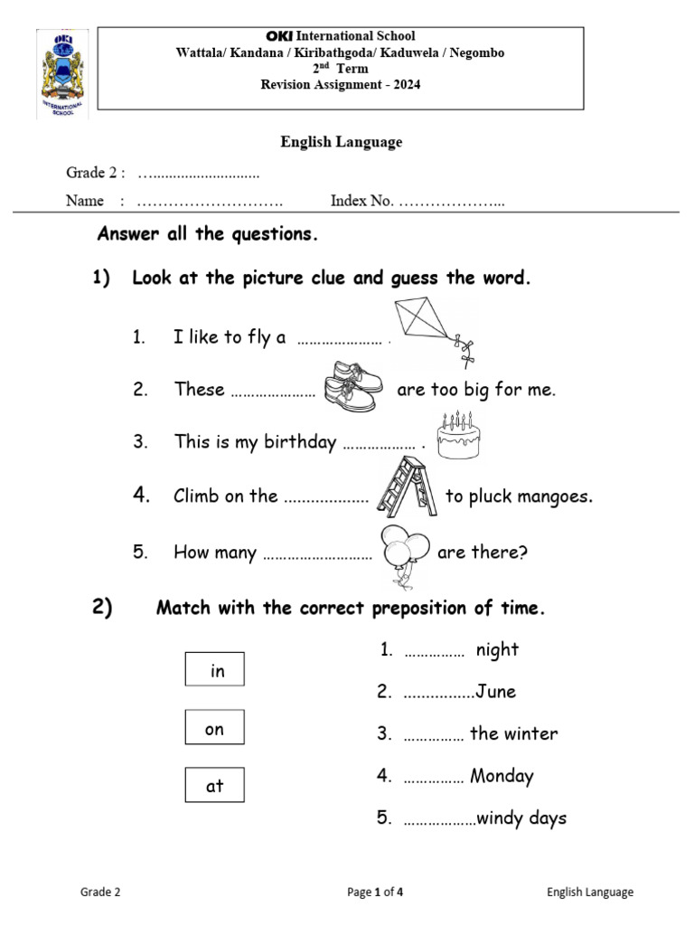 Grade 2 English Worksheets Term 3 | PDF | Picnic | English Language