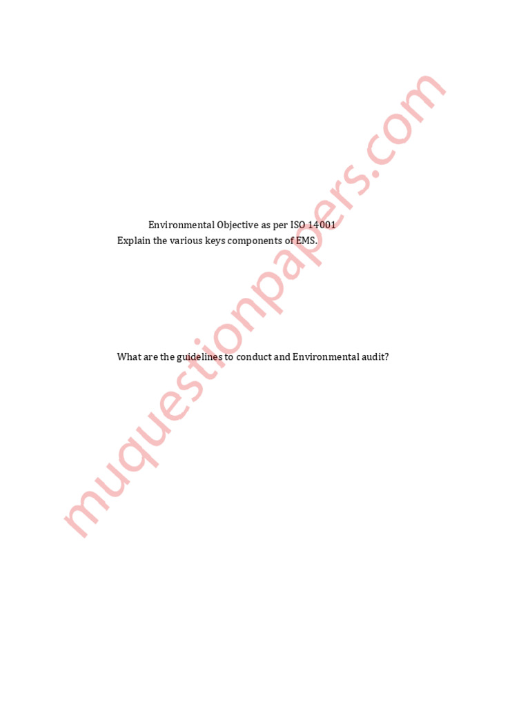 Environmental Management Exam Questions | PDF