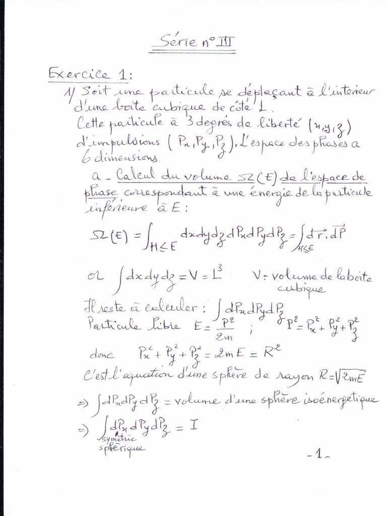 Correction de La Serie 3 Physique Statistique | PDF