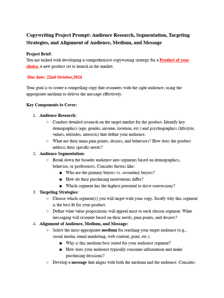 Copywriting Strategy for Target Audience | PDF | Market Segmentation ...
