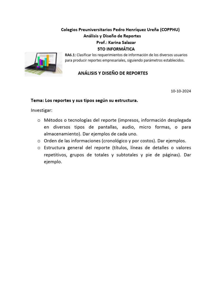 Los Reportes y Sus Tipos Según Su Estructura General | PDF | Informática