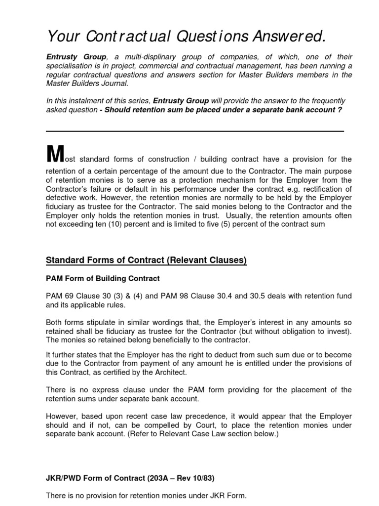 Retention Money Fiduciary Architect