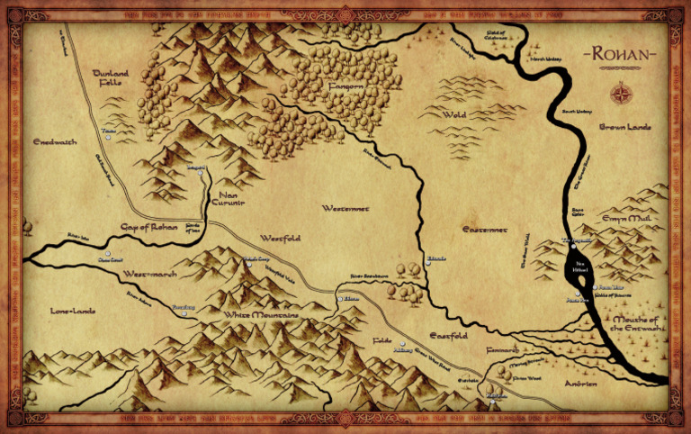 Detailed Map of Rohan Locations | PDF | Middle Earth | J. R. R. Tolkien