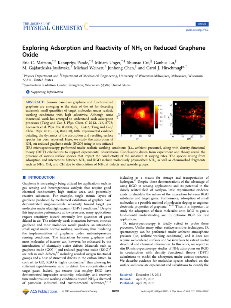 Mattson Et Al 2013 Exploring Adsorption and Reactivity of nh3 On ...