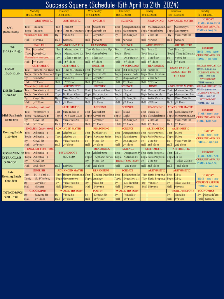 Success square schedule 15 april to 21 april 2024 pdf