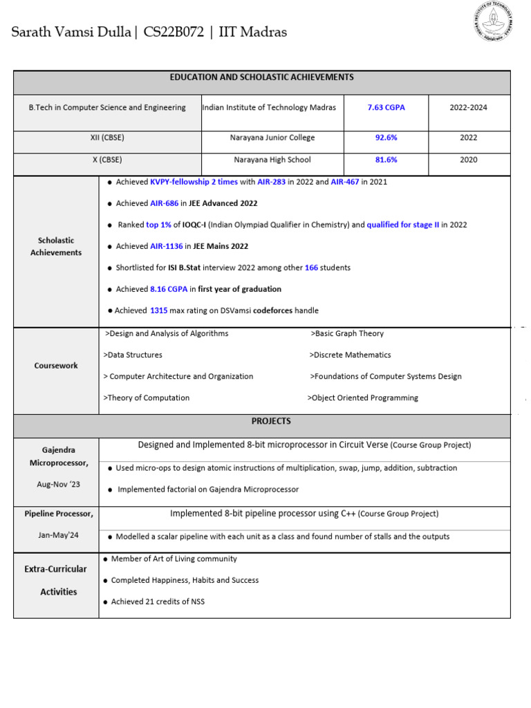 Resume 1 | PDF | Central Processing Unit | Computer Science