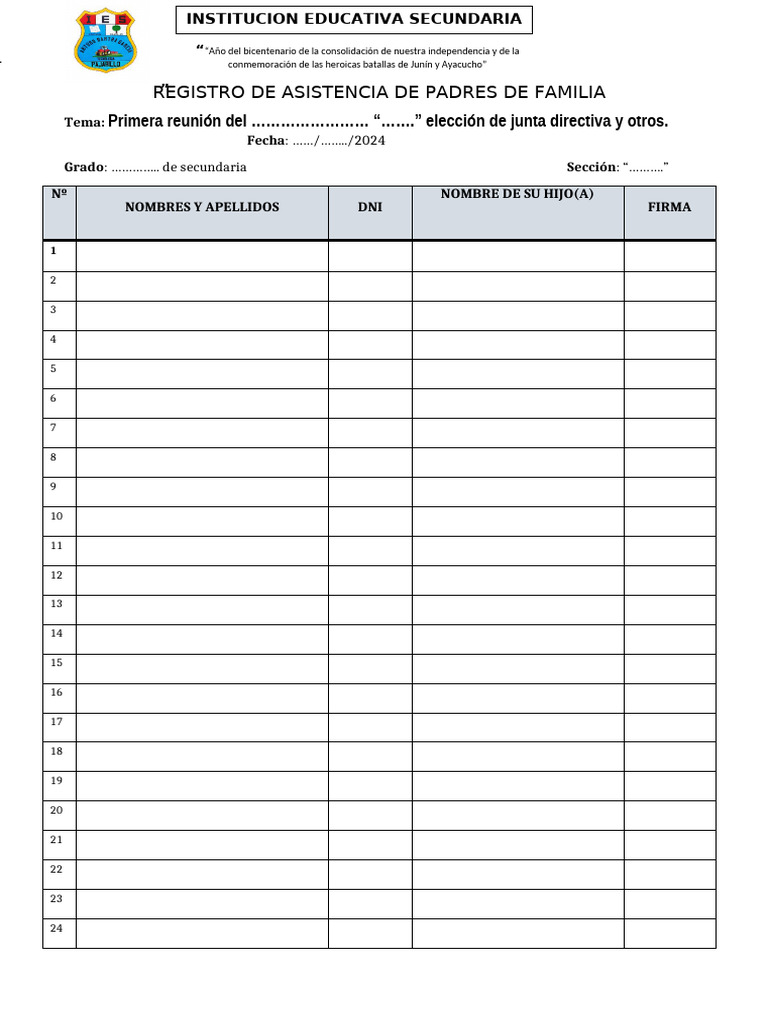 Registro de Asistencia de PP - FF | PDF